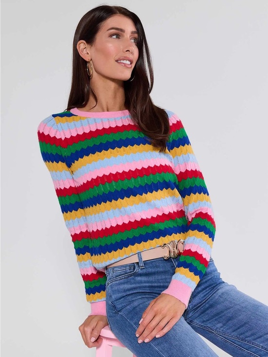 Avara Sweaters - Avara Mandy Multi Striped Knit Sweater Size M